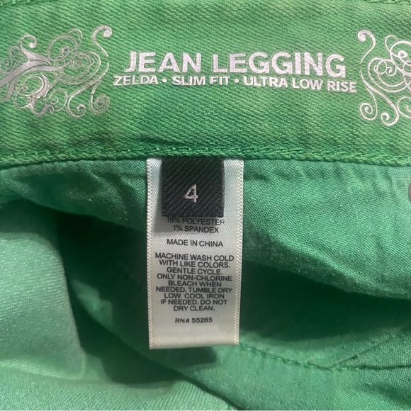 Express Green Zelda Slim Fit Ultra Low Rise Jean Legging - Picture 5 of 6